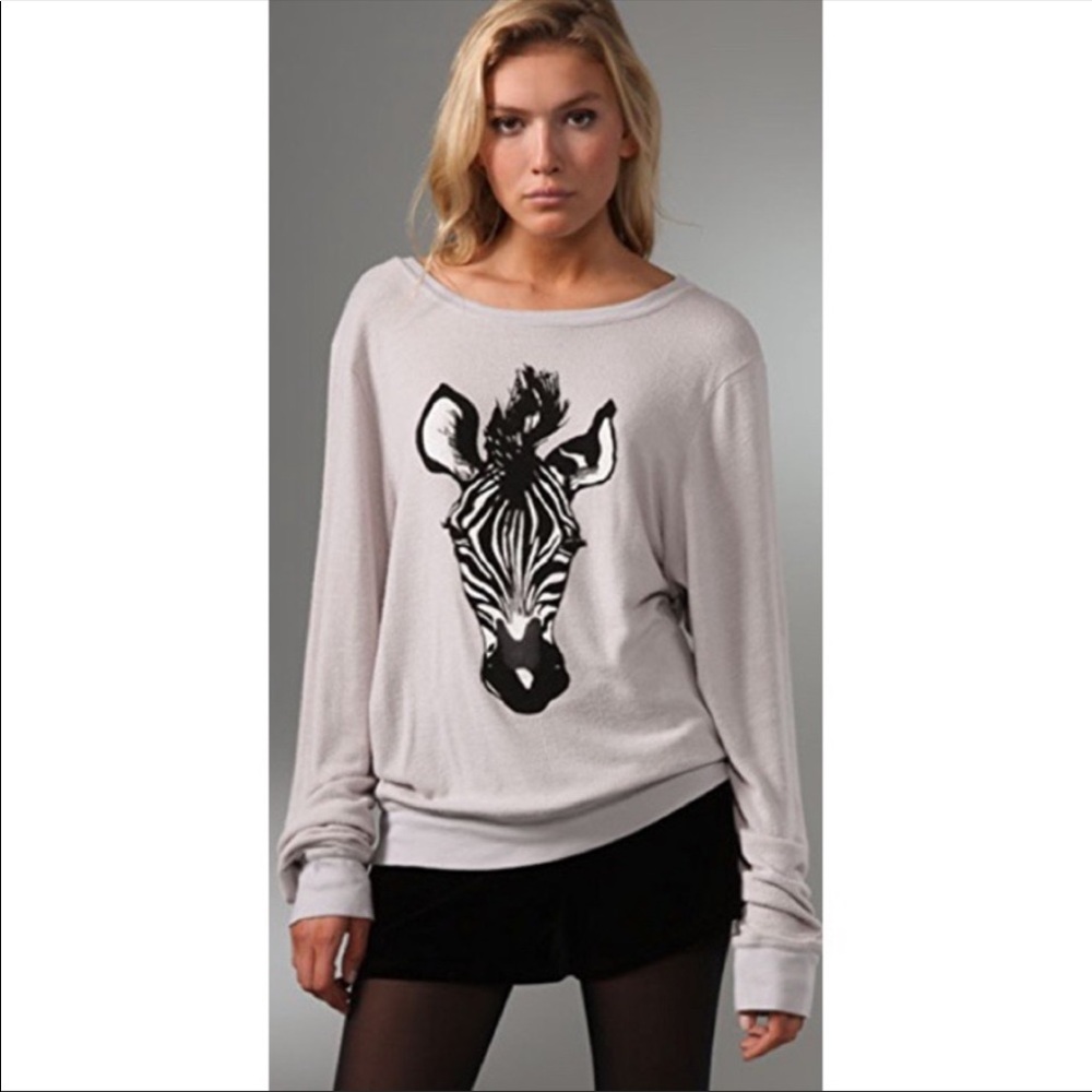 Wildfox Baggy Beach Jumper Gray Zebra